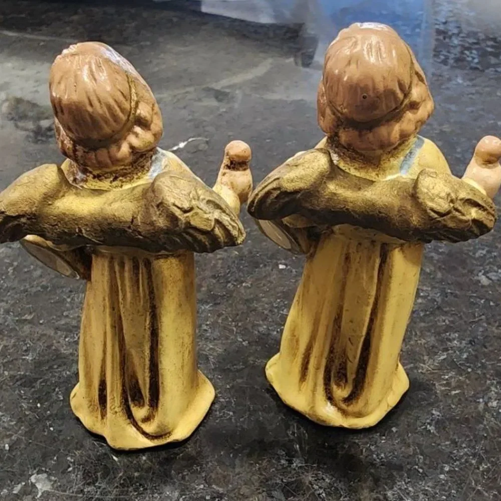 Set of 2 Vintage Drummer Angel Figurines